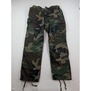 Military Woodland Camo Cargo Pants Mens Medium Regular Combat Trousers USA Made